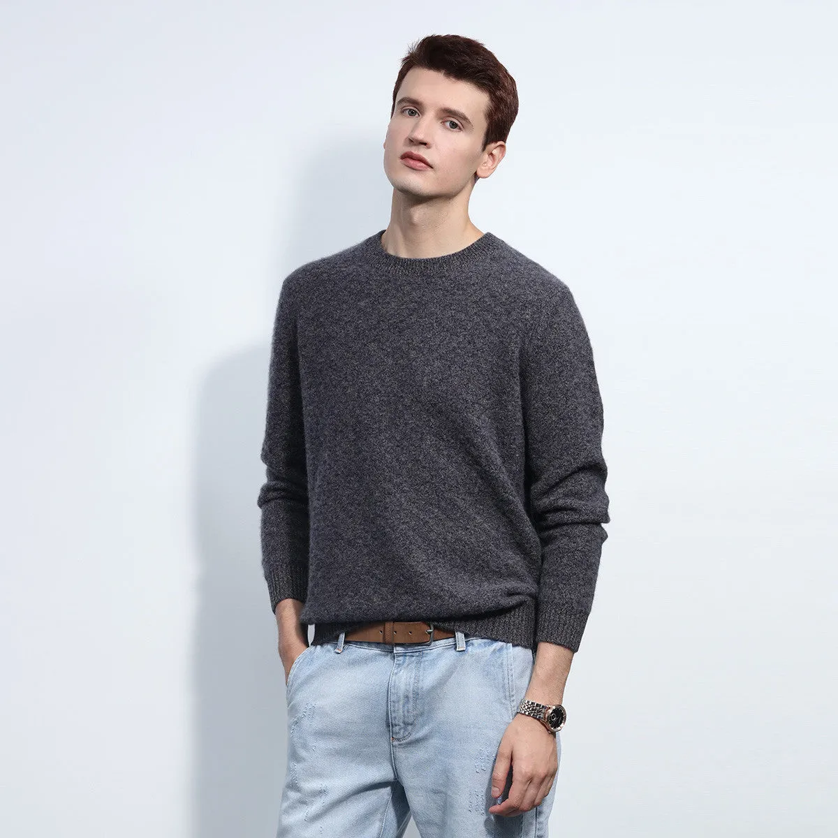 100% Cashmere Mens Ribbed Textured Sweater sold by COMOBOCA product image thumbnail 2