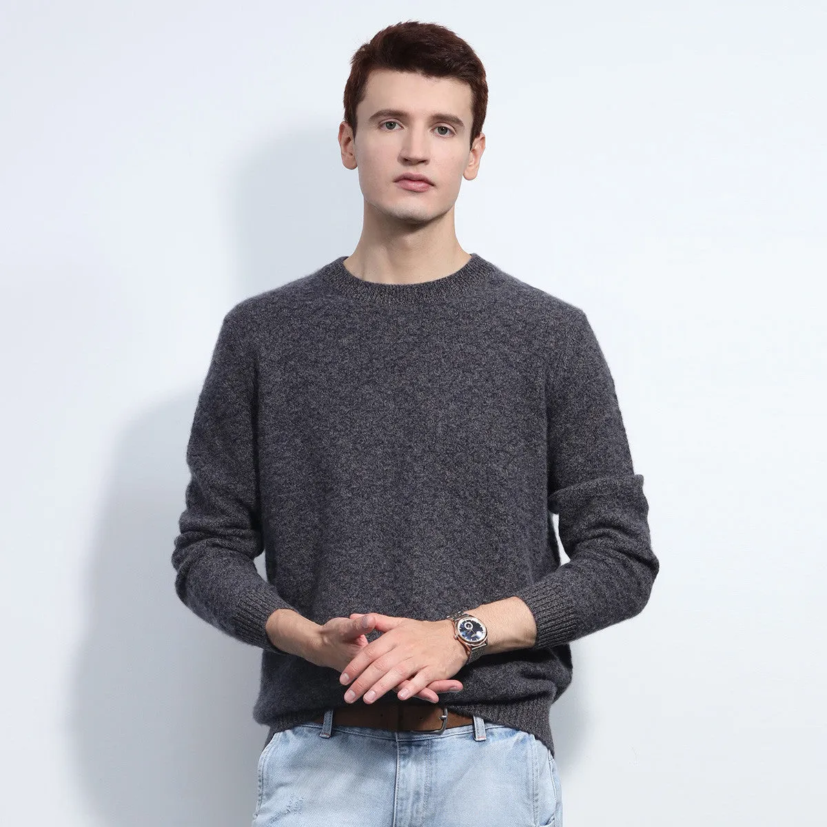 100% Cashmere Mens Ribbed Textured Sweater sold by COMOBOCA