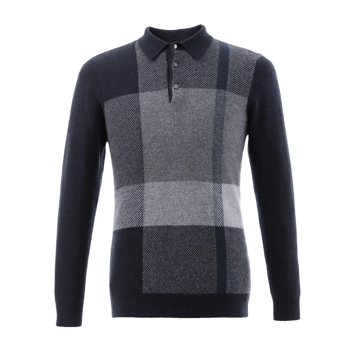 100% Cashmere Mens Ribbed Polo Sweater sold by COMOBOCA product image thumbnail 4