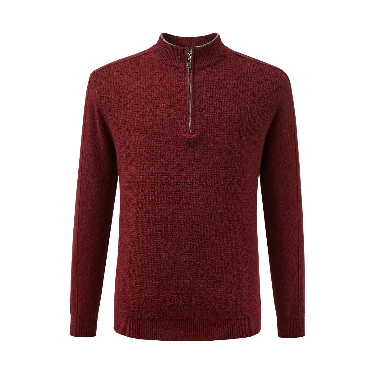 100% Cashmere Mens Mockneck Zipper Collar Sweater sold by COMOBOCA product image thumbnail 5