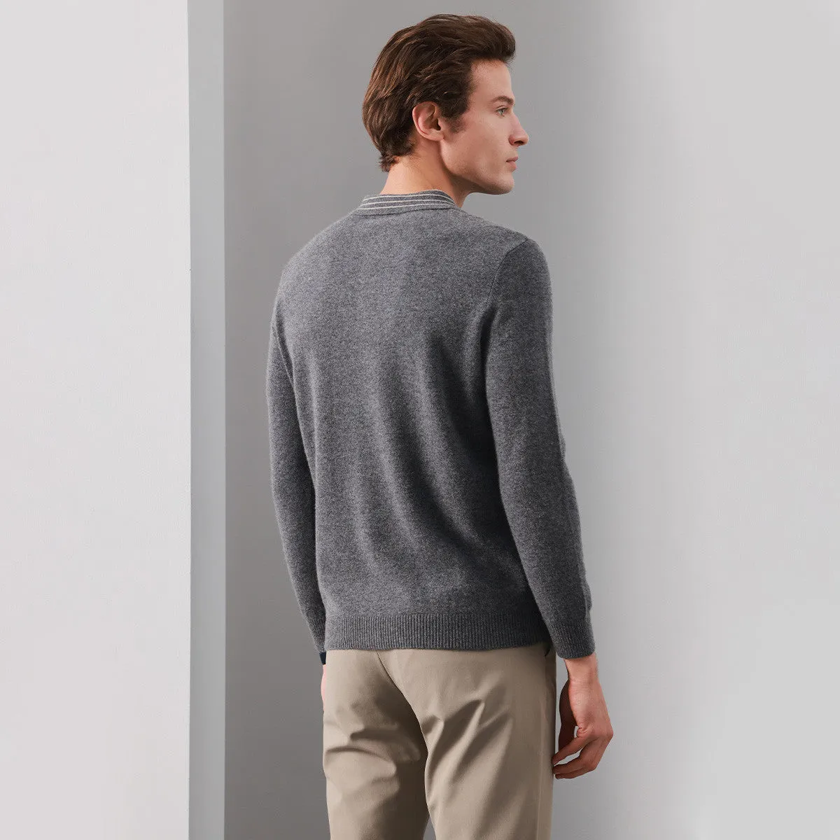 100% Cashmere Mens Faux Two-Piece Sweater sold by COMOBOCA product image thumbnail 2