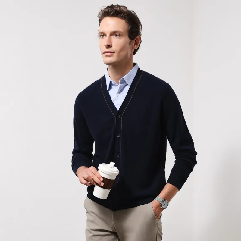 100% Cashmere V Neck Ribbed Cardigan sold by COMOBOCA
