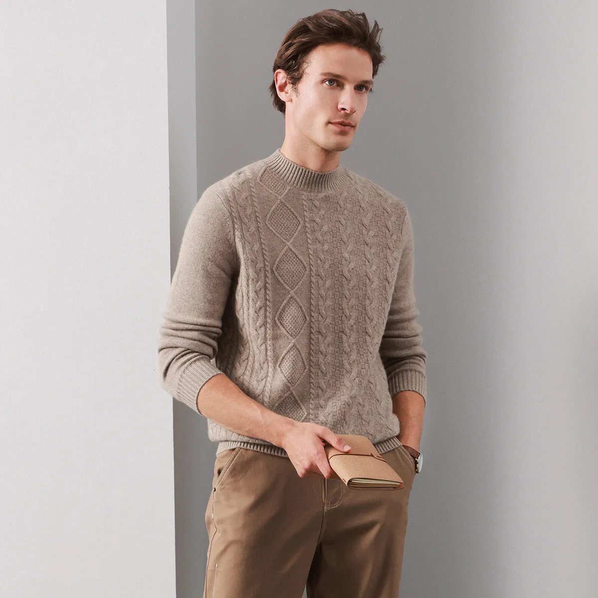 100% Cashmere Men's Ribbed Mock Neck Sweater sold by COMOBOCA