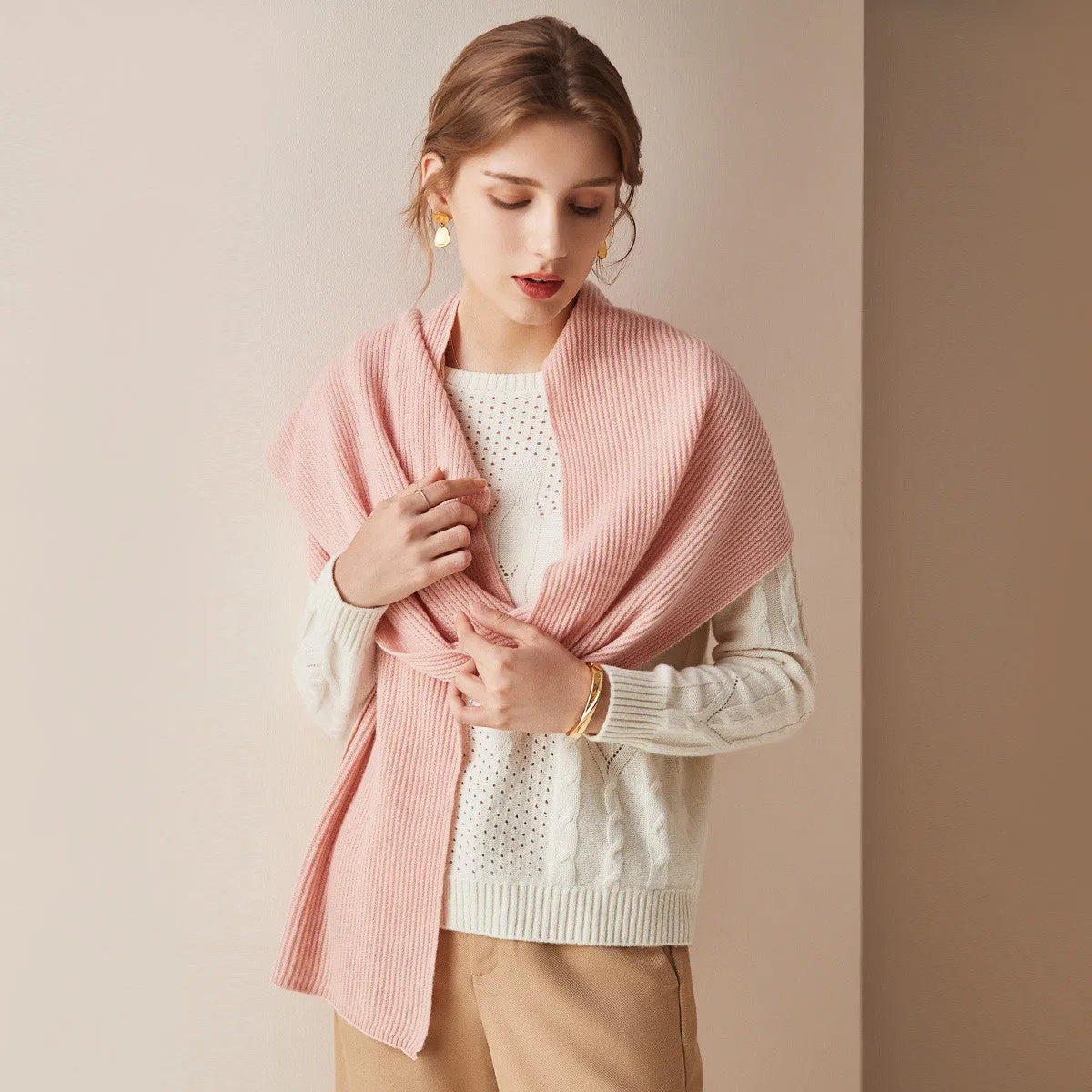 100% Cashmere Plain All Matched Scarf sold by COMOBOCA product image thumbnail 5