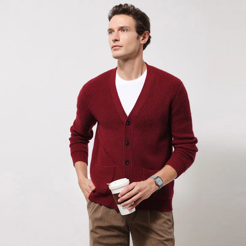 100% Cashmere Mens V Neck Knit Cardigan sold by COMOBOCA