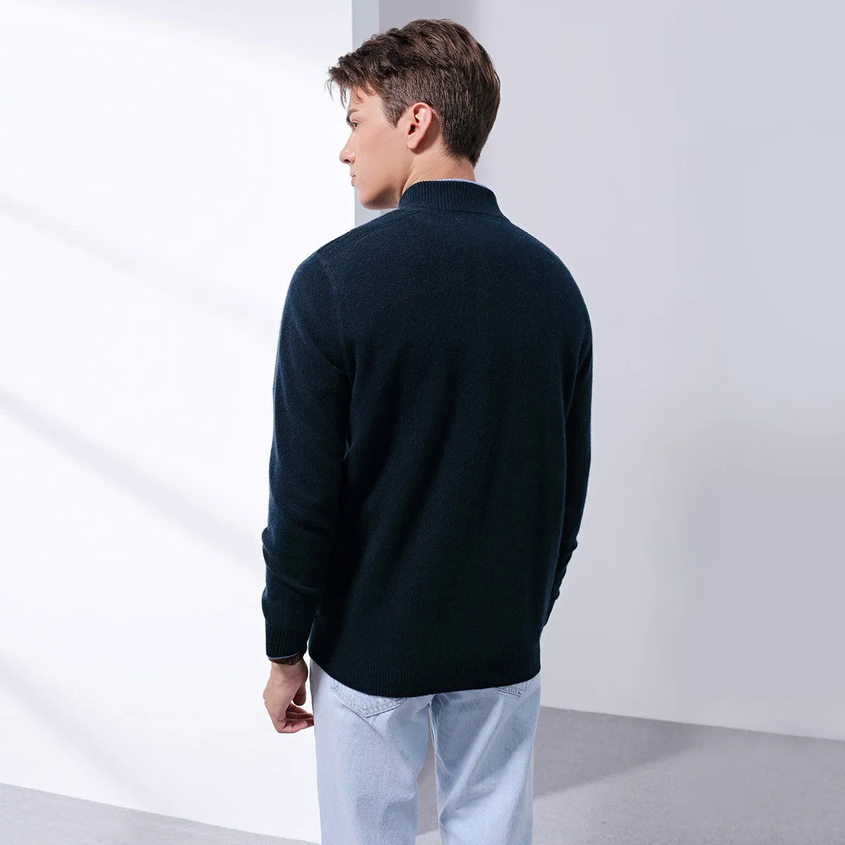100% Cashmere Mens Zipper Mock Neck Sweater sold by COMOBOCA product image thumbnail 3