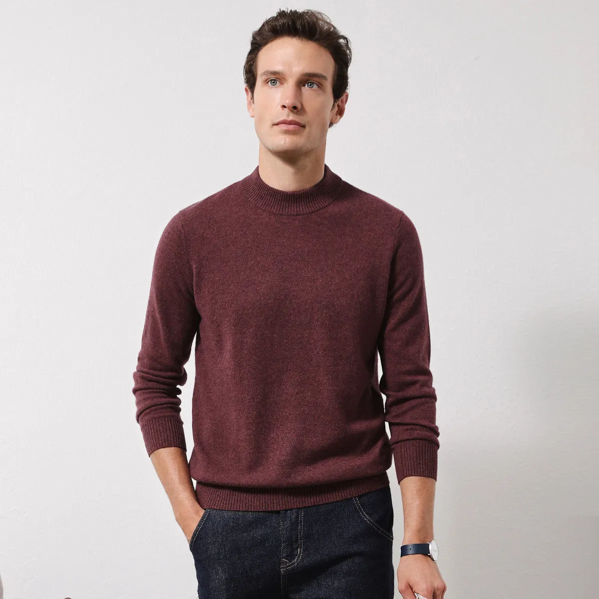 100% Cashmere Men's Mock Neck Knit Sweater sold by COMOBOCA product image thumbnail 2