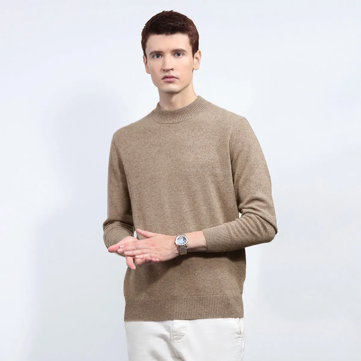 100% Cashmere Men's Mock Neck Knit Sweater sold by COMOBOCA product image thumbnail 3