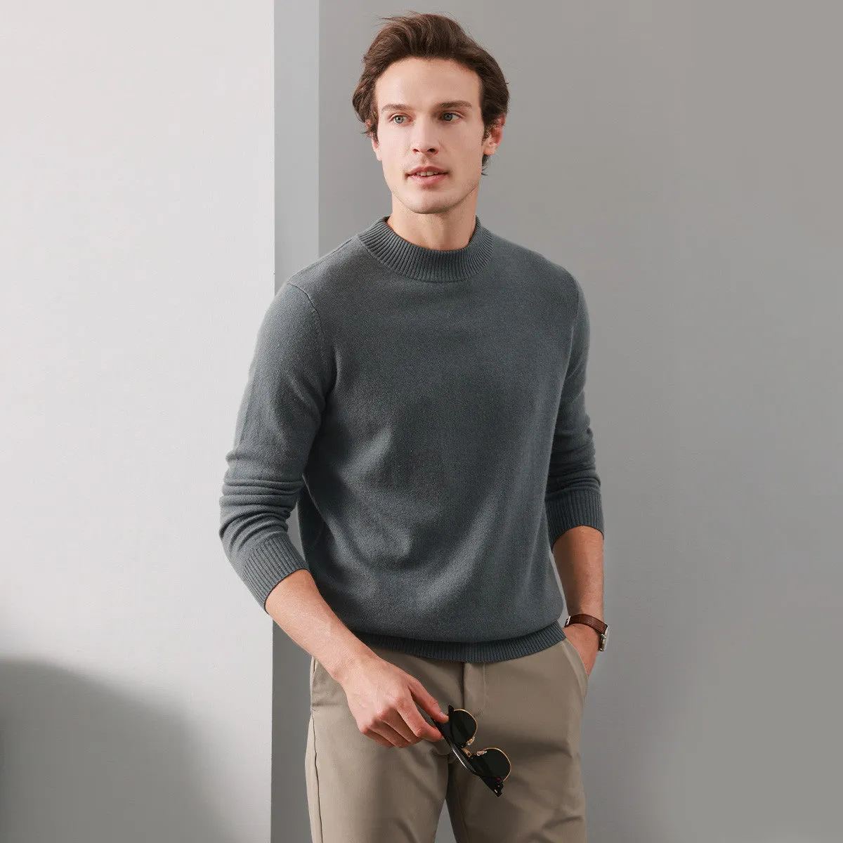 100% Cashmere Men's Mock Neck Knit Sweater sold by COMOBOCA product image thumbnail 5