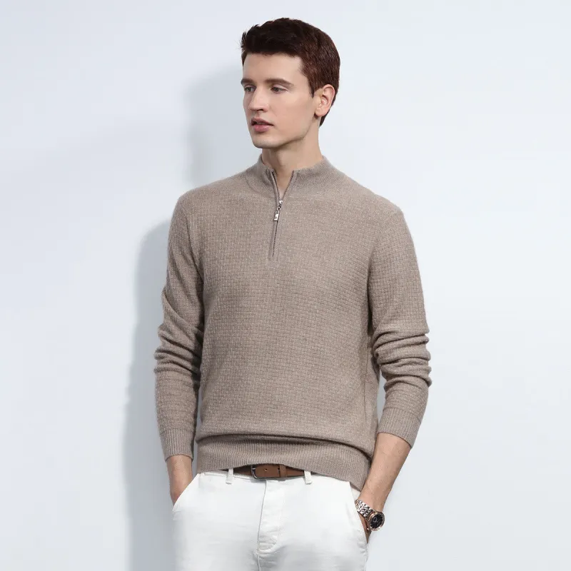 100% Cashmere Mens Zipped Sweater sold by COMOBOCA