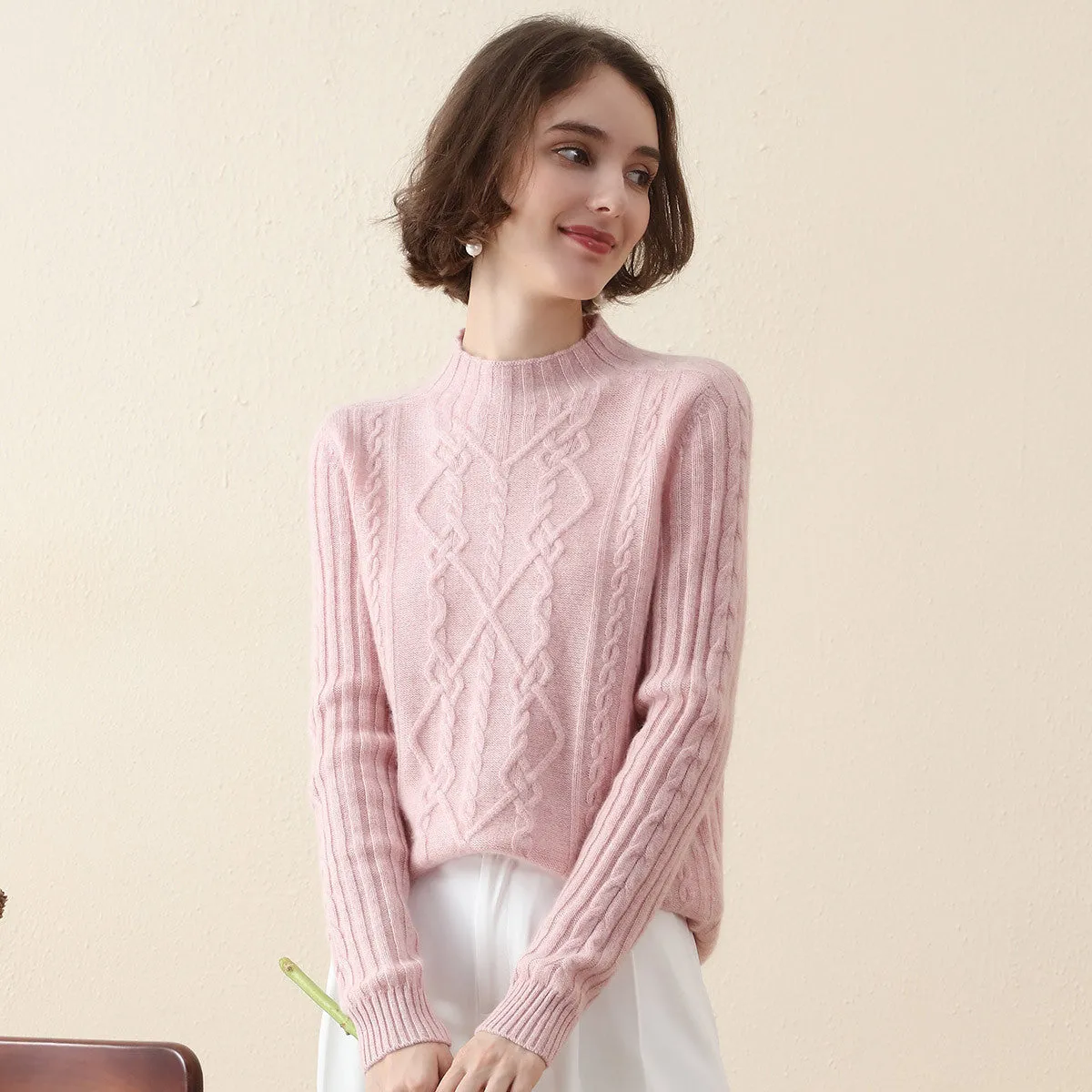 100% Cashmere Women's Mock Neck Knit Sweater sold by COMOBOCA product image thumbnail 3