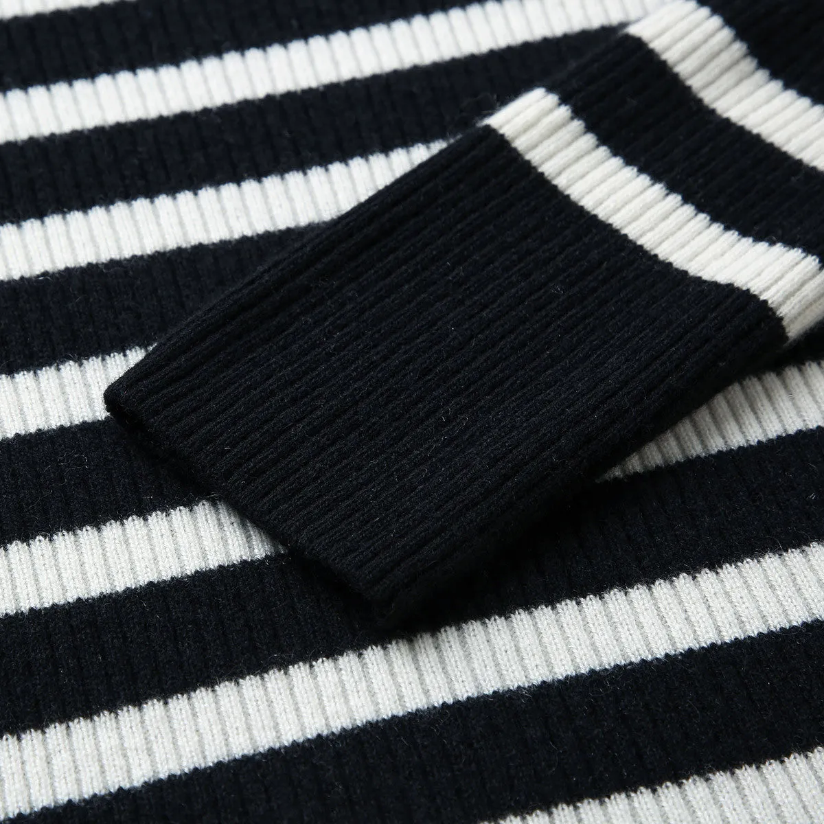 100% Cashmere Women's Striped Turtleneck Knit Sweater sold by COMOBOCA product image thumbnail 5