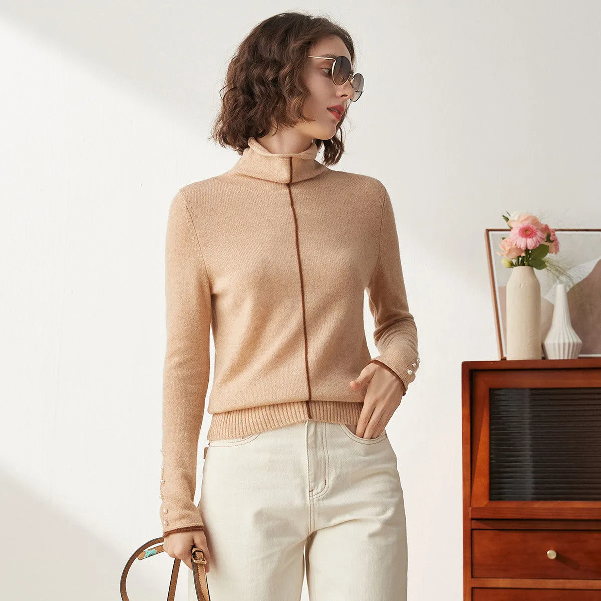 100% Cashmere Turtleneck Base Knit Sweater sold by COMOBOCA product image thumbnail 3