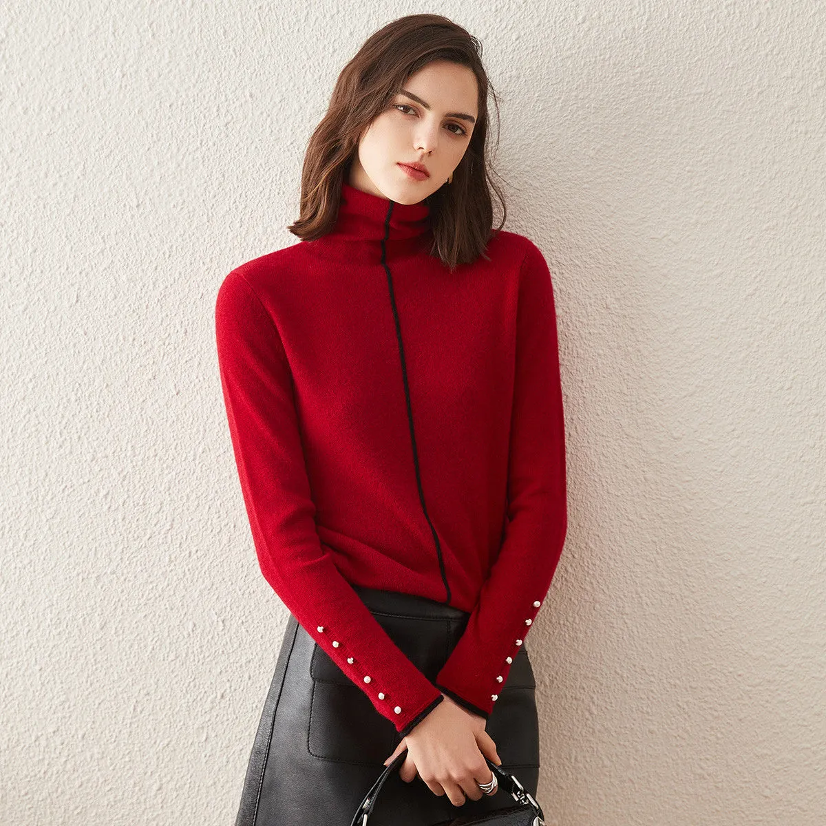 100% Cashmere Turtleneck Base Knit Sweater sold by COMOBOCA