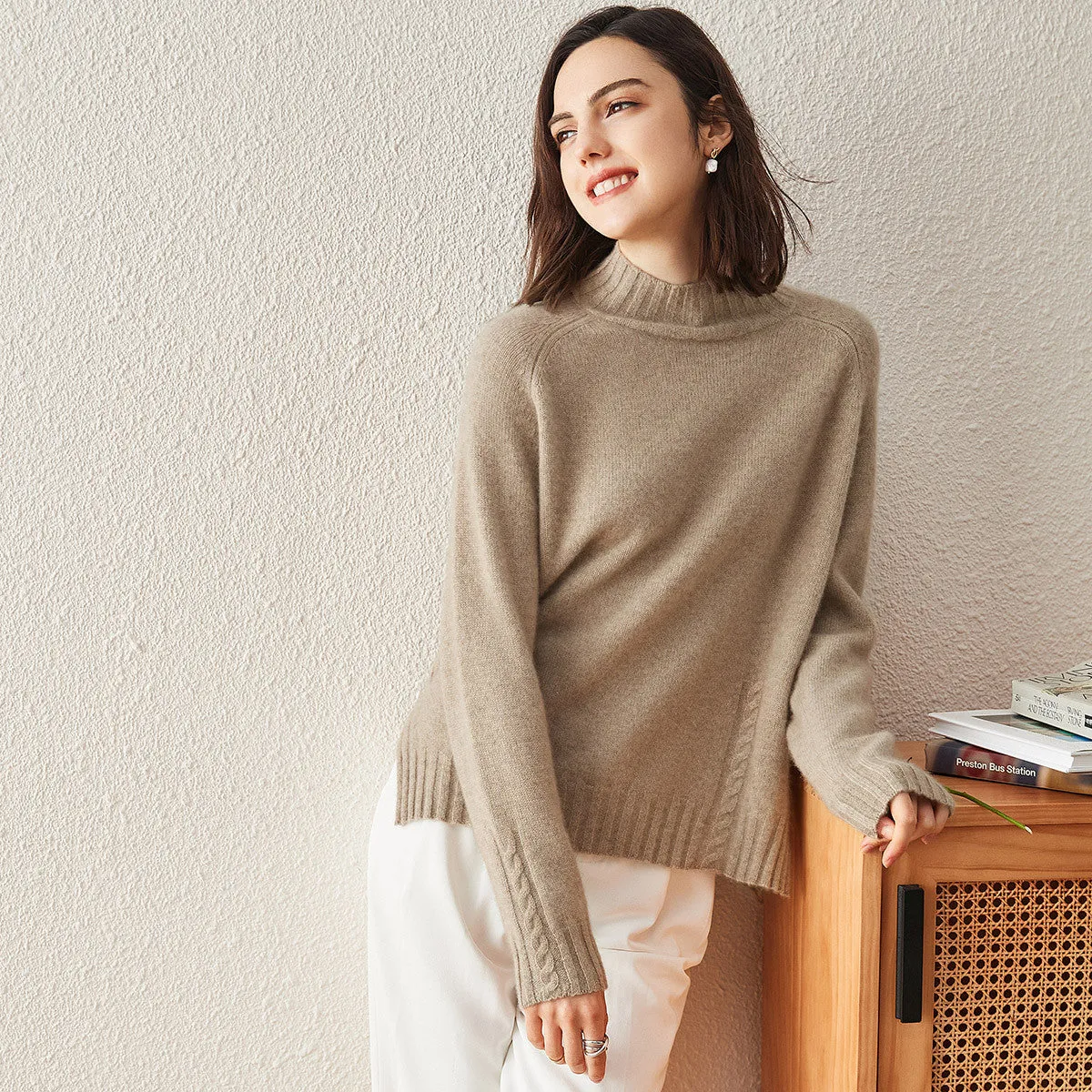 100% Cashmere Women's Mock Neck Knit Sweater sold by COMOBOCA product image thumbnail 3