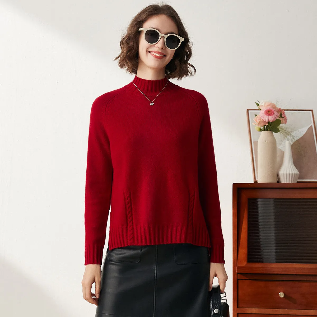 100% Cashmere Women's Mock Neck Knit Sweater sold by COMOBOCA product image thumbnail 4