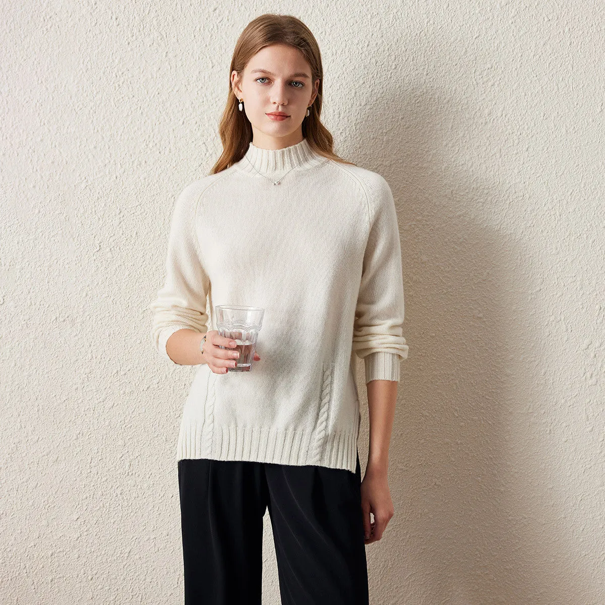 100% Cashmere Women's Mock Neck Knit Sweater sold by COMOBOCA product image thumbnail 5