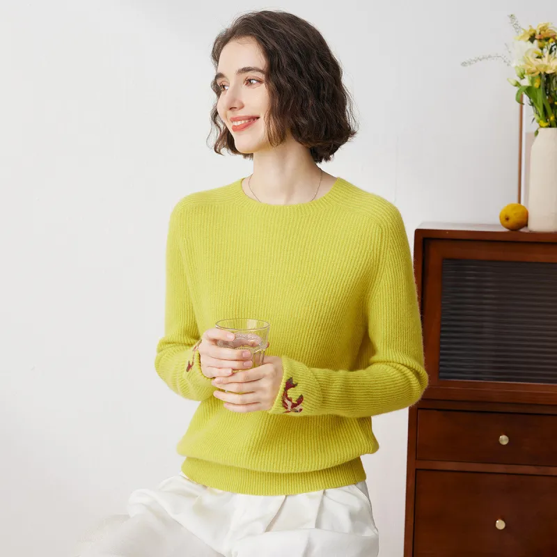 100% Cashmere Women's Round Neck Knit Sweater sold by COMOBOCA