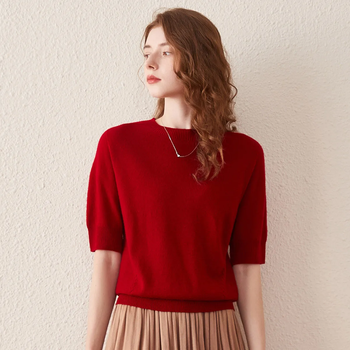 100% Wool Women's Seamless Round Neck Knit Sweater sold by COMOBOCA product image thumbnail 4