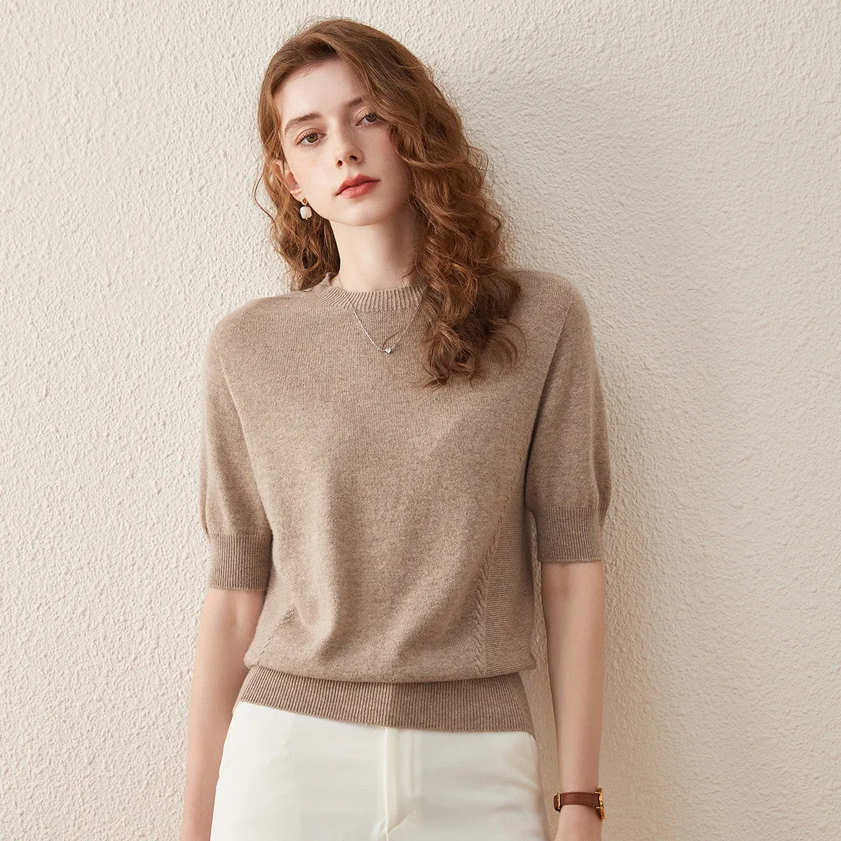 100% Wool Women's Seamless Round Neck Knit Sweater sold by COMOBOCA product image thumbnail 5