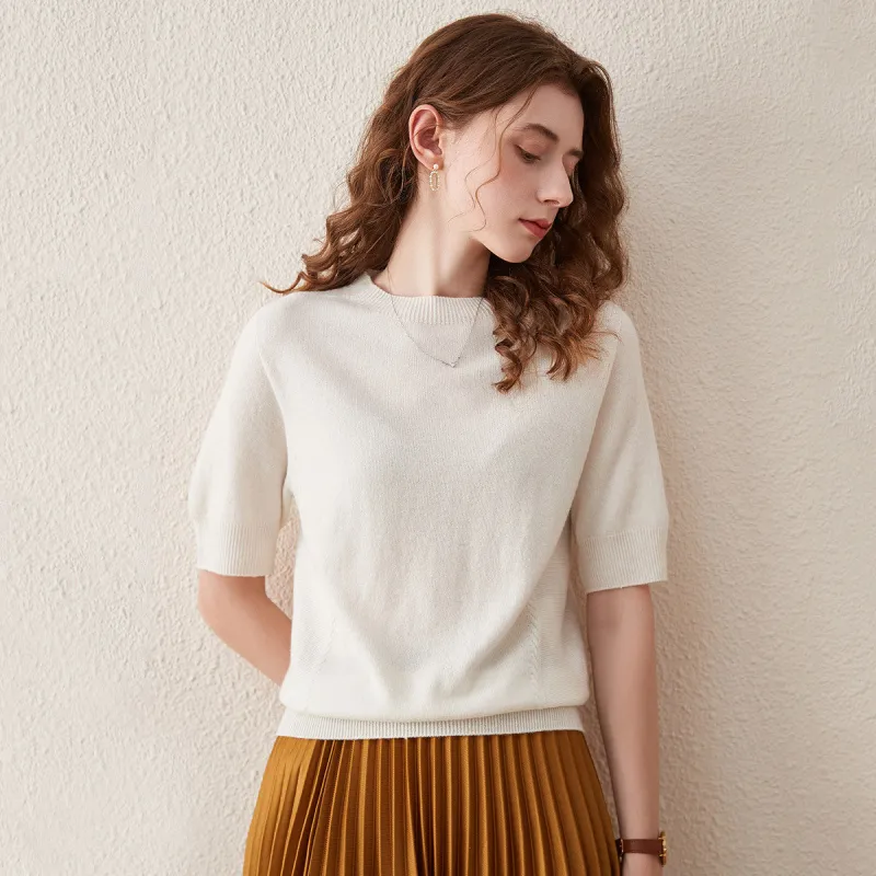 100% Wool Women's Seamless Round Neck Knit Sweater sold by COMOBOCA