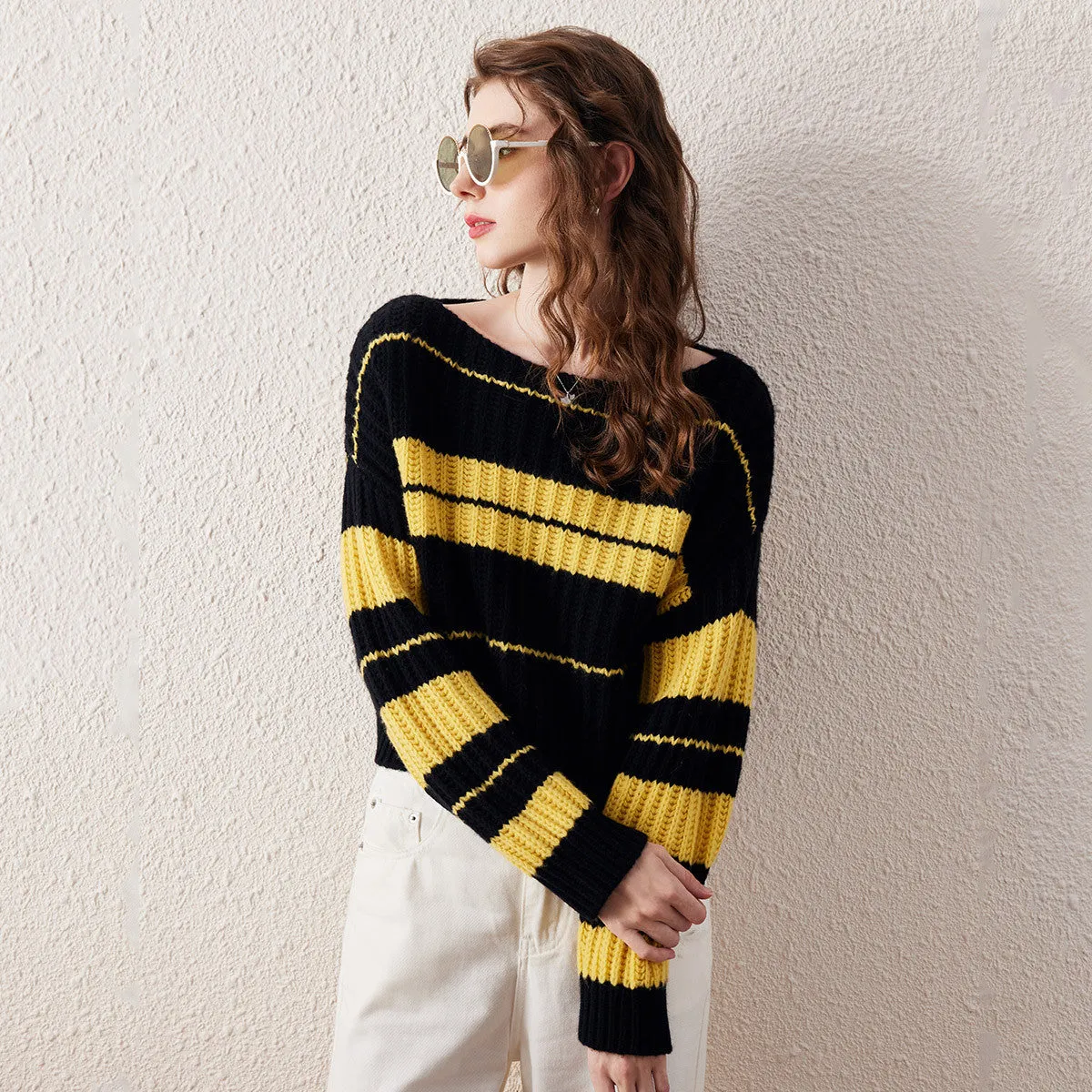 100% Wool Exquisite Striped Sweater sold by COMOBOCA product image thumbnail 3