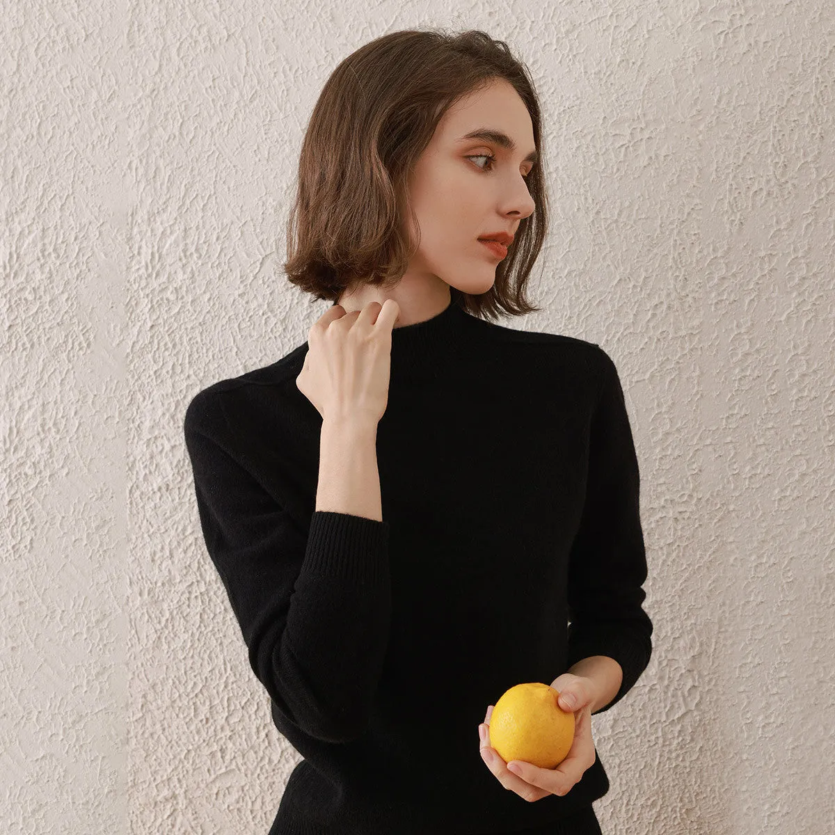 100% Wool Women's All-Match Mock Neck Sweater sold by COMOBOCA product image thumbnail 2