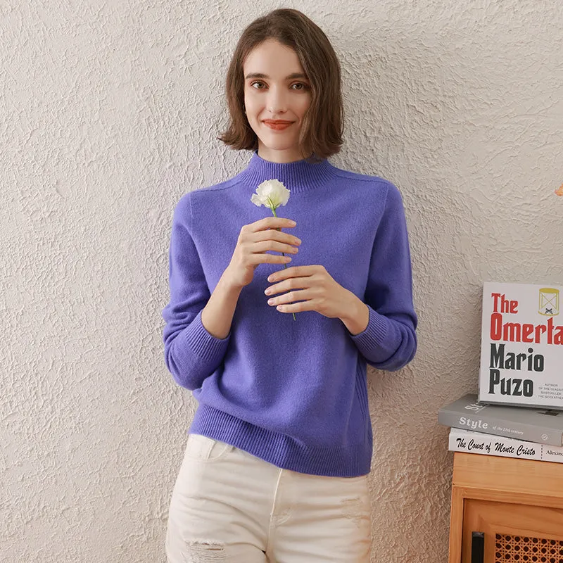 100% Wool Women's All-Match Mock Neck Sweater sold by COMOBOCA