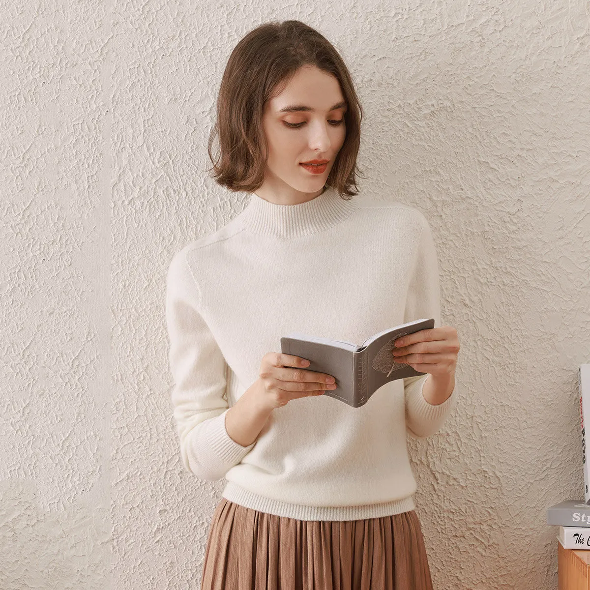 100% Wool Women's All-Match Mock Neck Sweater sold by COMOBOCA product image thumbnail 4