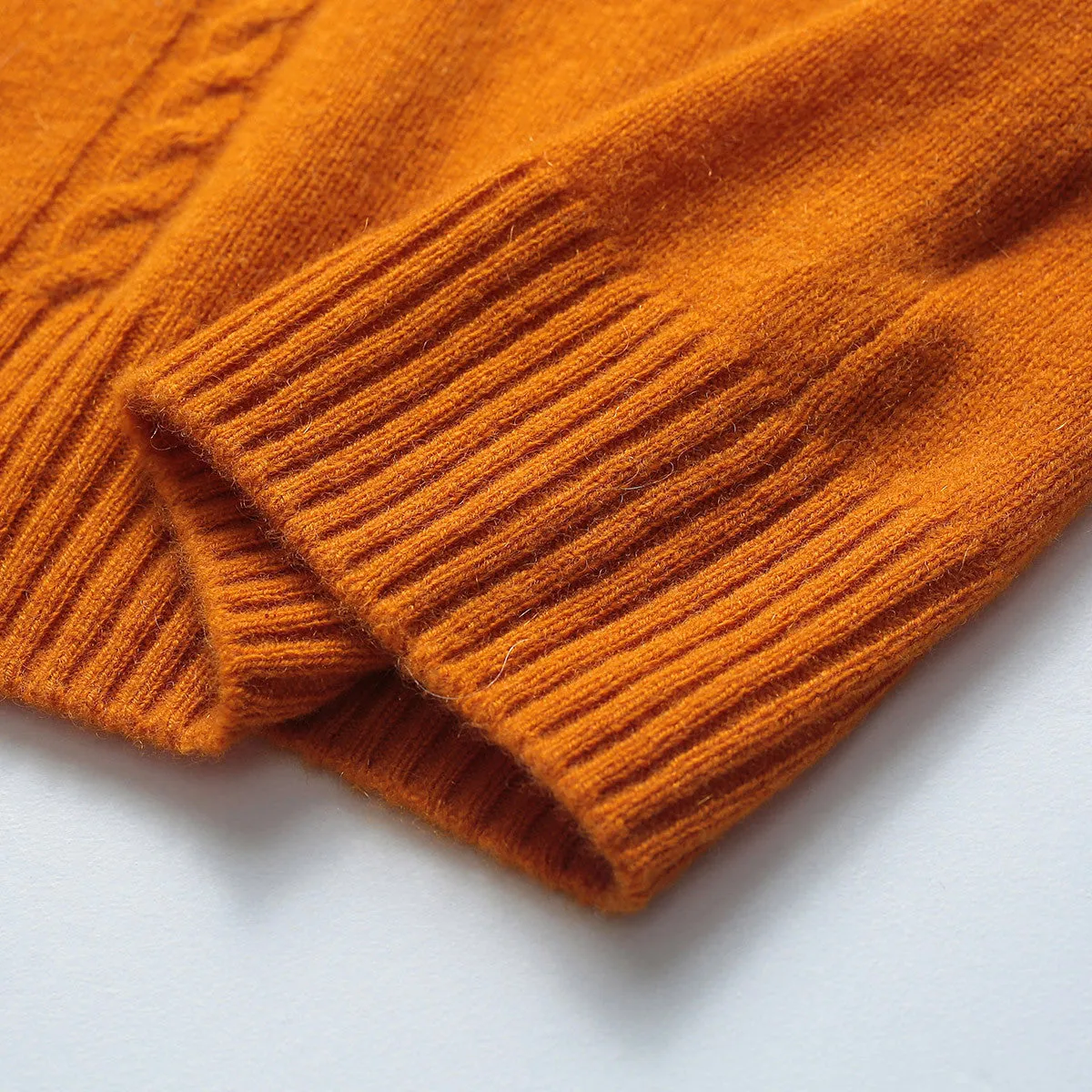 100% Cashmere Mock Neck Cable Knit Sweater sold by COMOBOCA product image thumbnail 2