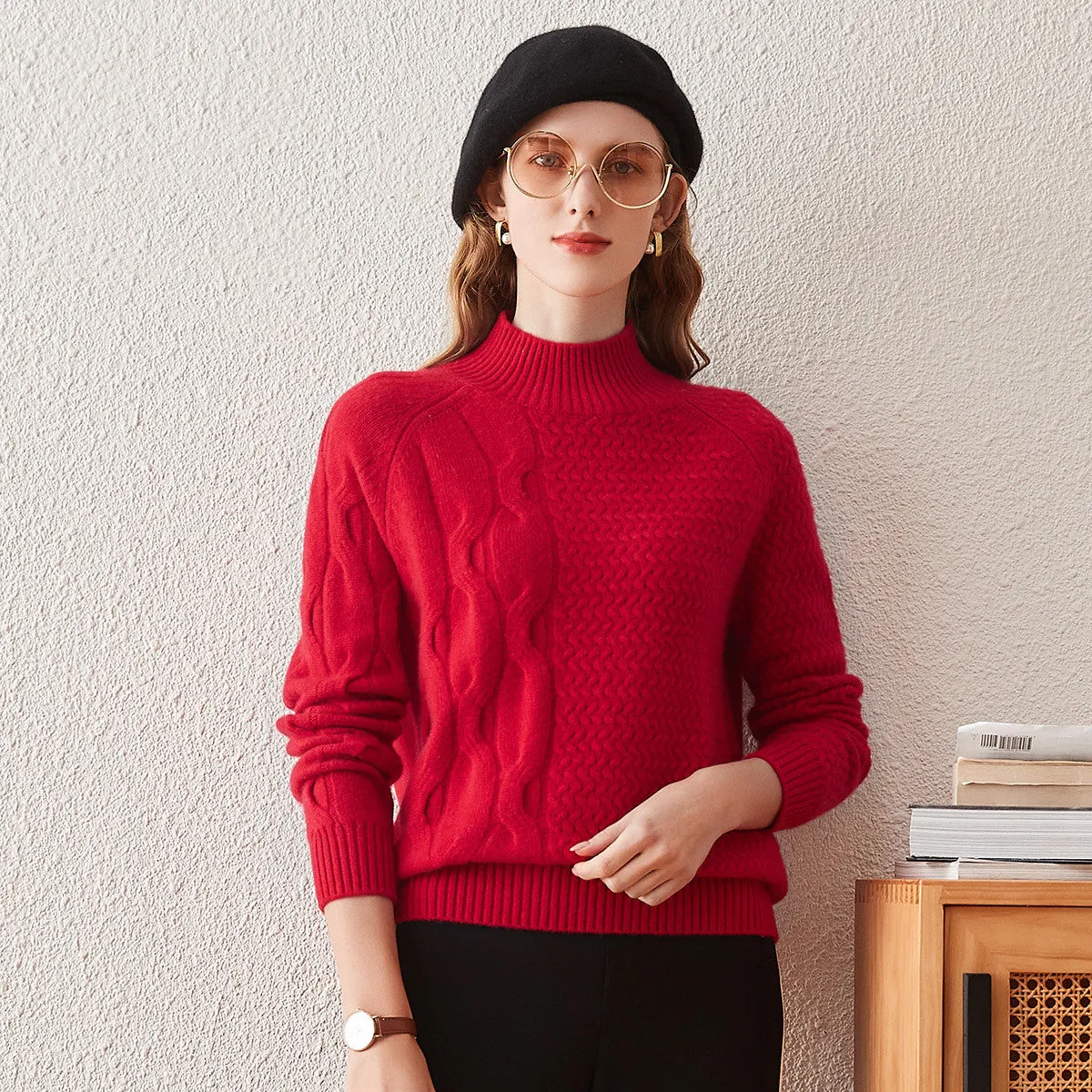 100% Cashmere Women's Mock Neck Knit Sweater sold by COMOBOCA product image thumbnail 4