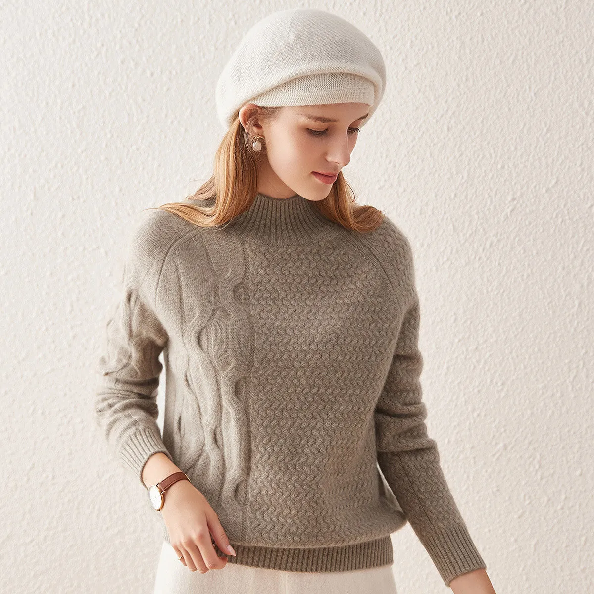 100% Cashmere Women's Mock Neck Knit Sweater sold by COMOBOCA product image thumbnail 5