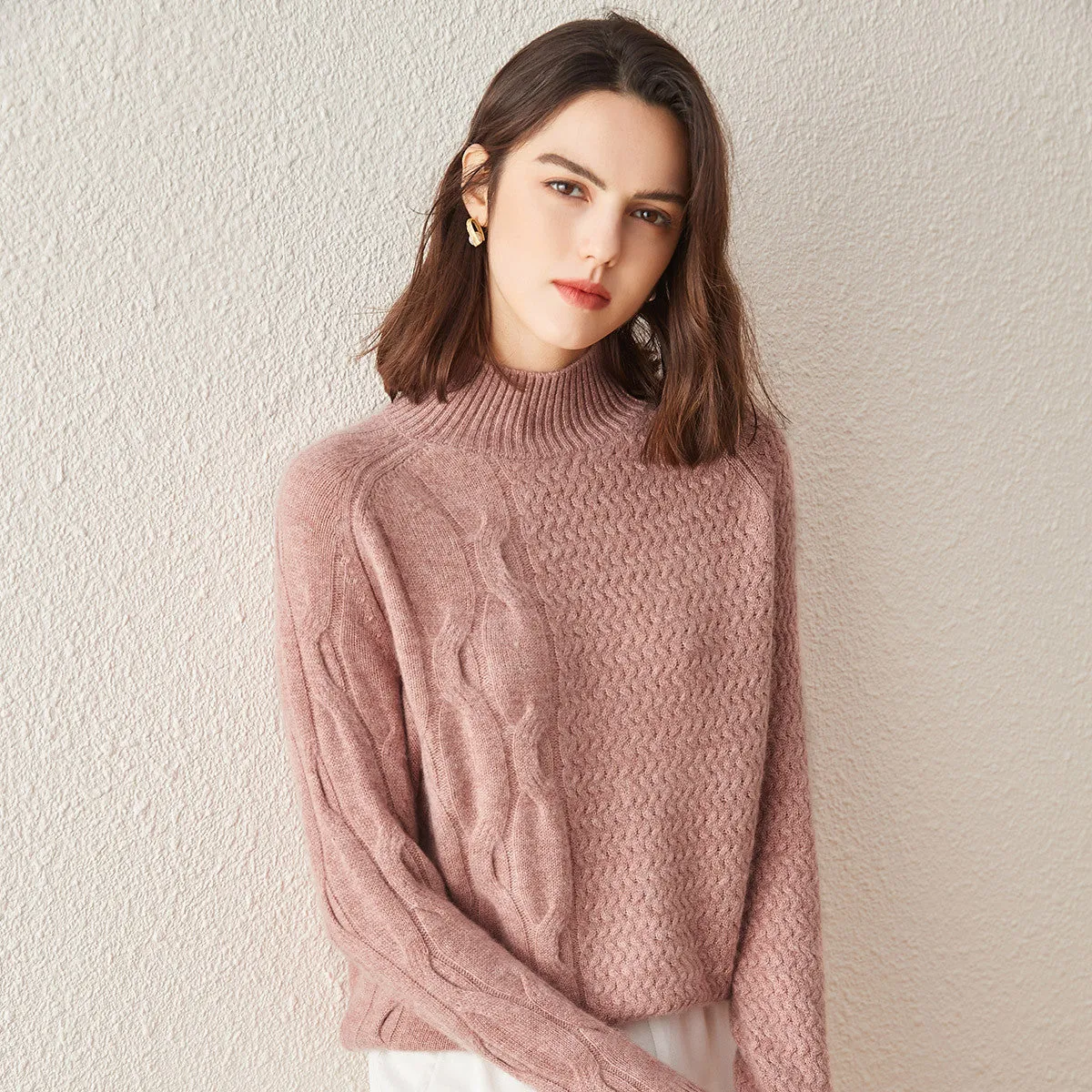 100% Cashmere Women's Mock Neck Knit Sweater sold by COMOBOCA product image thumbnail 3
