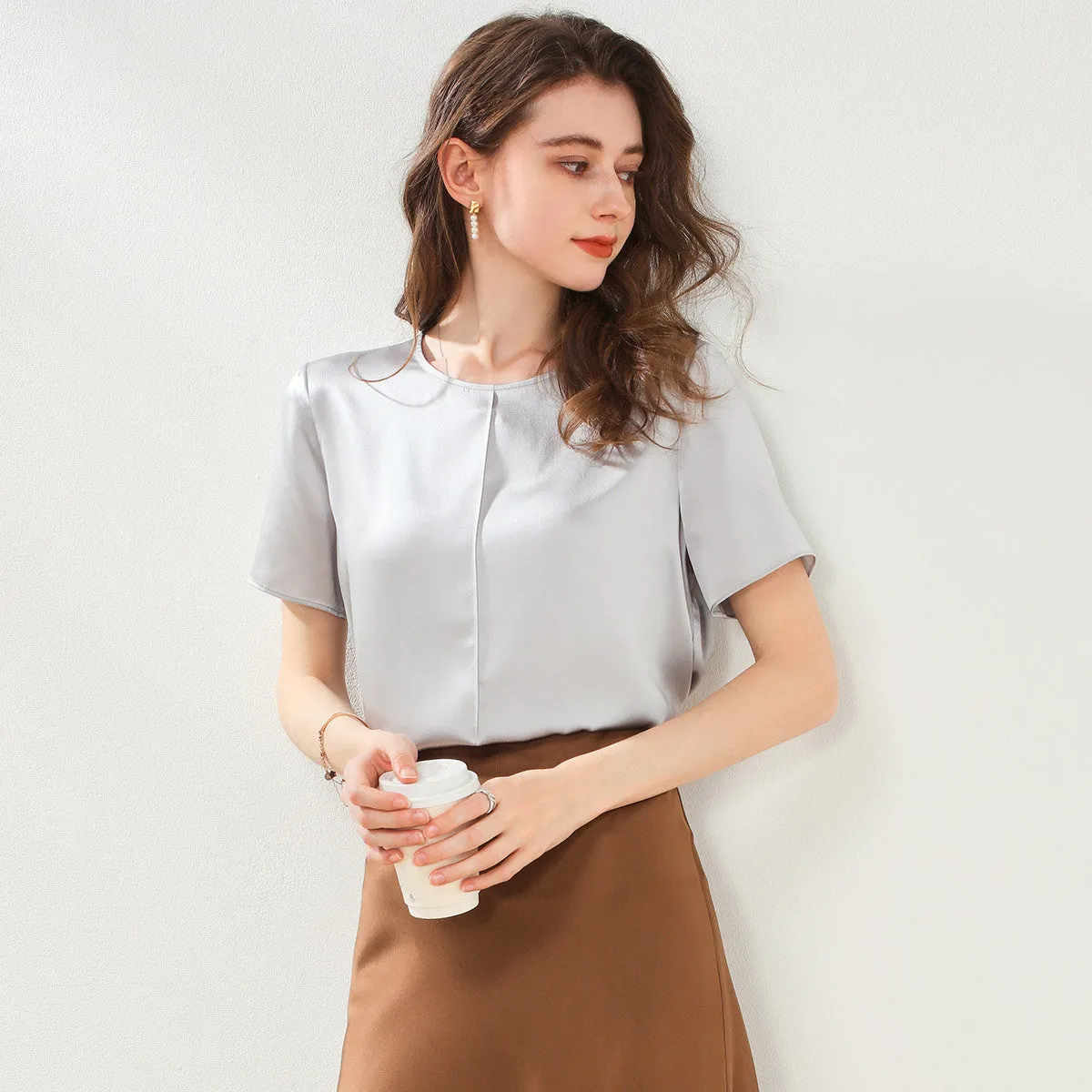 90% Mulberry Silk Solid Color Round Neck T-Shirt sold by COMOBOCA