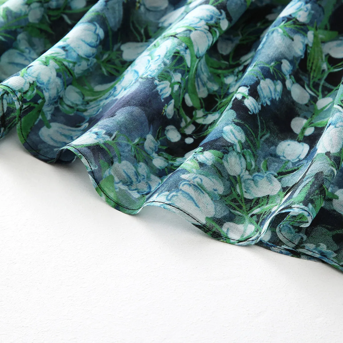 Mulberry Silk Round Neck Floral Dress sold by COMOBOCA product image thumbnail 5