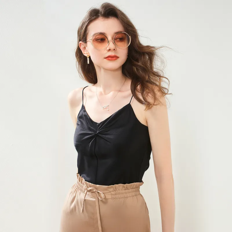 Mulberry Silk V Neck Solid Color Base Camisole sold by COMOBOCA