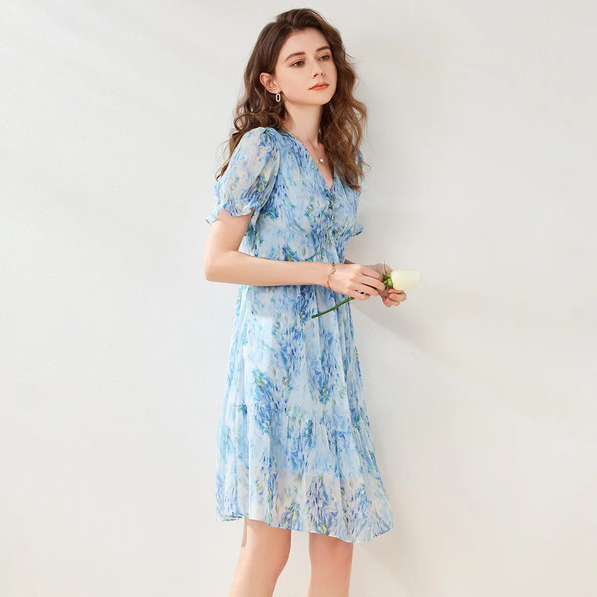 Mulberry Silk Boho Chic V Neck Cinched Dress sold by COMOBOCA product image thumbnail 5