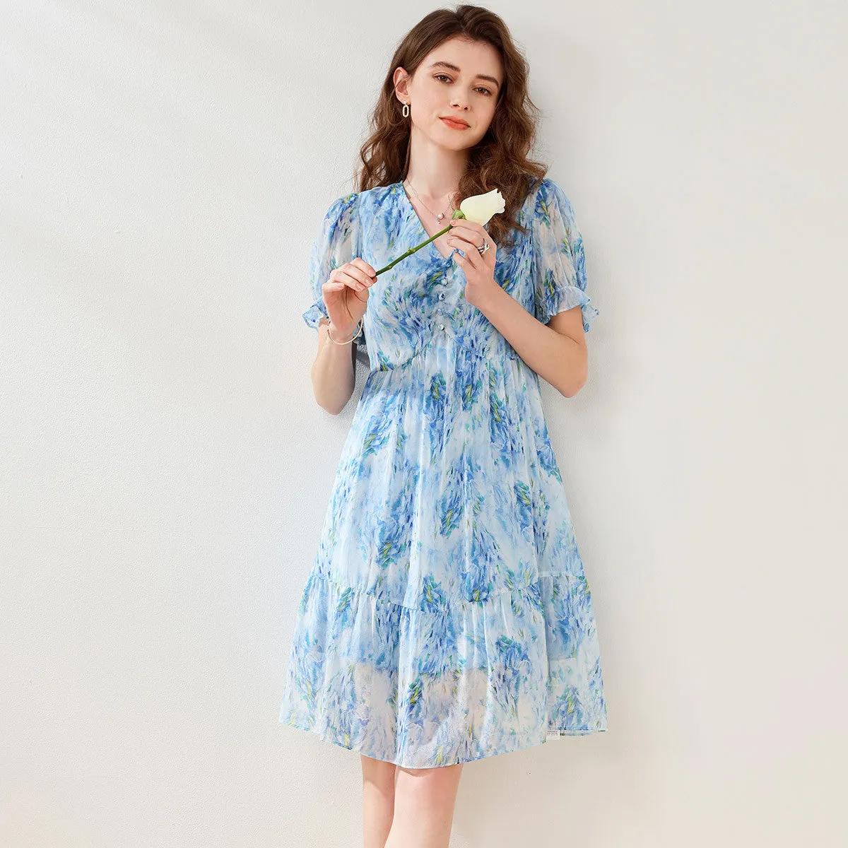 Mulberry Silk Boho Chic V Neck Cinched Dress sold by COMOBOCA