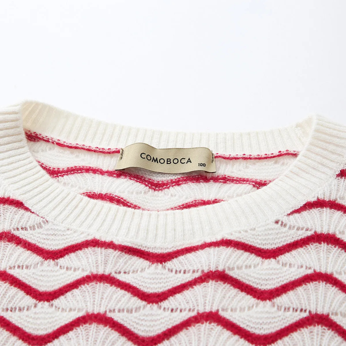 100% Cashmere Women's Wave Pattern Knit Sweater sold by COMOBOCA product image thumbnail 4