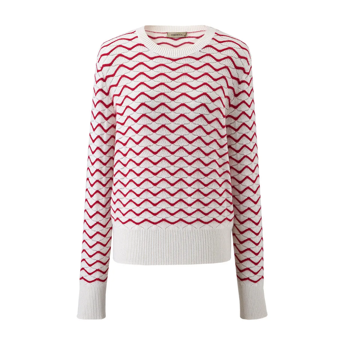 100% Cashmere Women's Wave Pattern Knit Sweater sold by COMOBOCA product image thumbnail 3