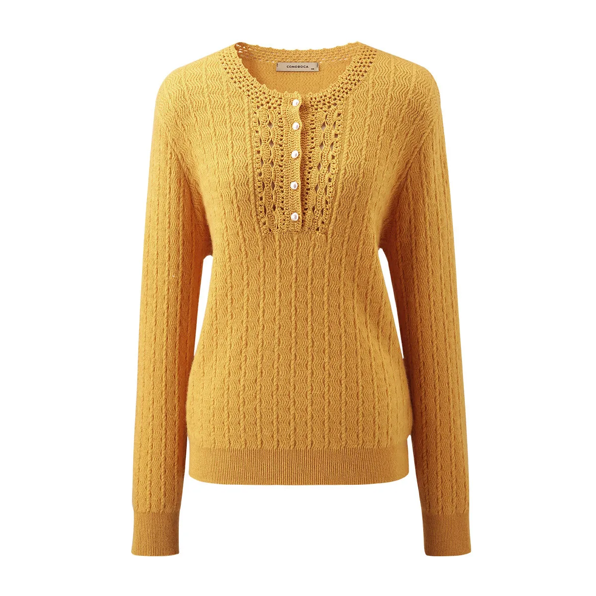 100% Cashmere Women's Knit Sweater with Button Detail sold by COMOBOCA product image thumbnail 4