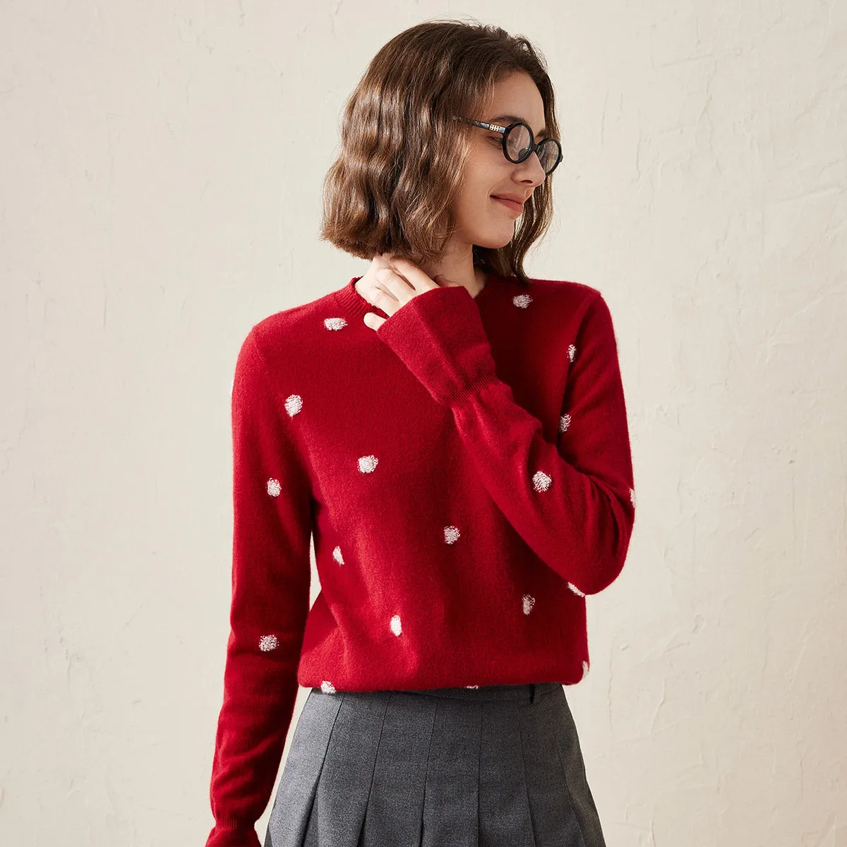 100% Cashmere Women's Cozy Polka Dot Sweater sold by COMOBOCA product image thumbnail 4