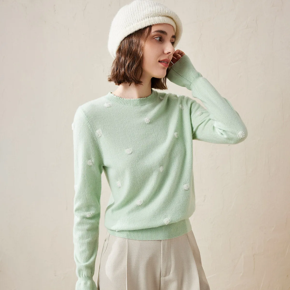 100% Cashmere Women's Cozy Polka Dot Sweater sold by COMOBOCA