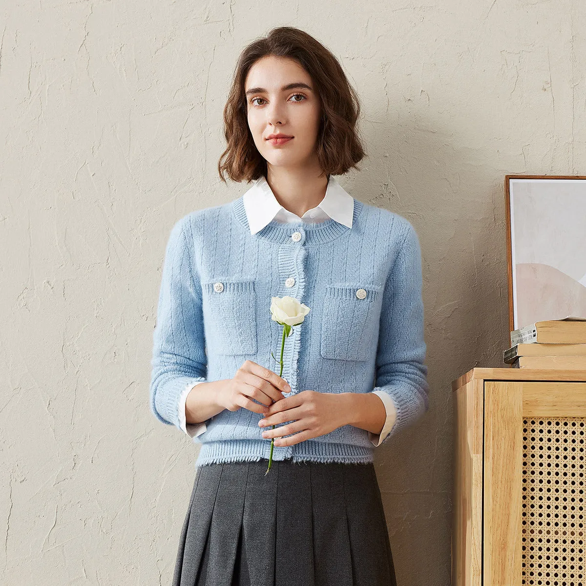 100% Cashmere Women's Knit Button Down Cardigan sold by CB Cashmere product image thumbnail 5