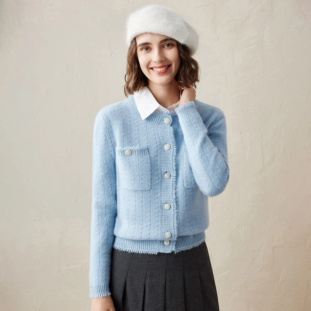 100% Cashmere Women's Knit Button Down Cardigan sold by CB Cashmere product image thumbnail 4