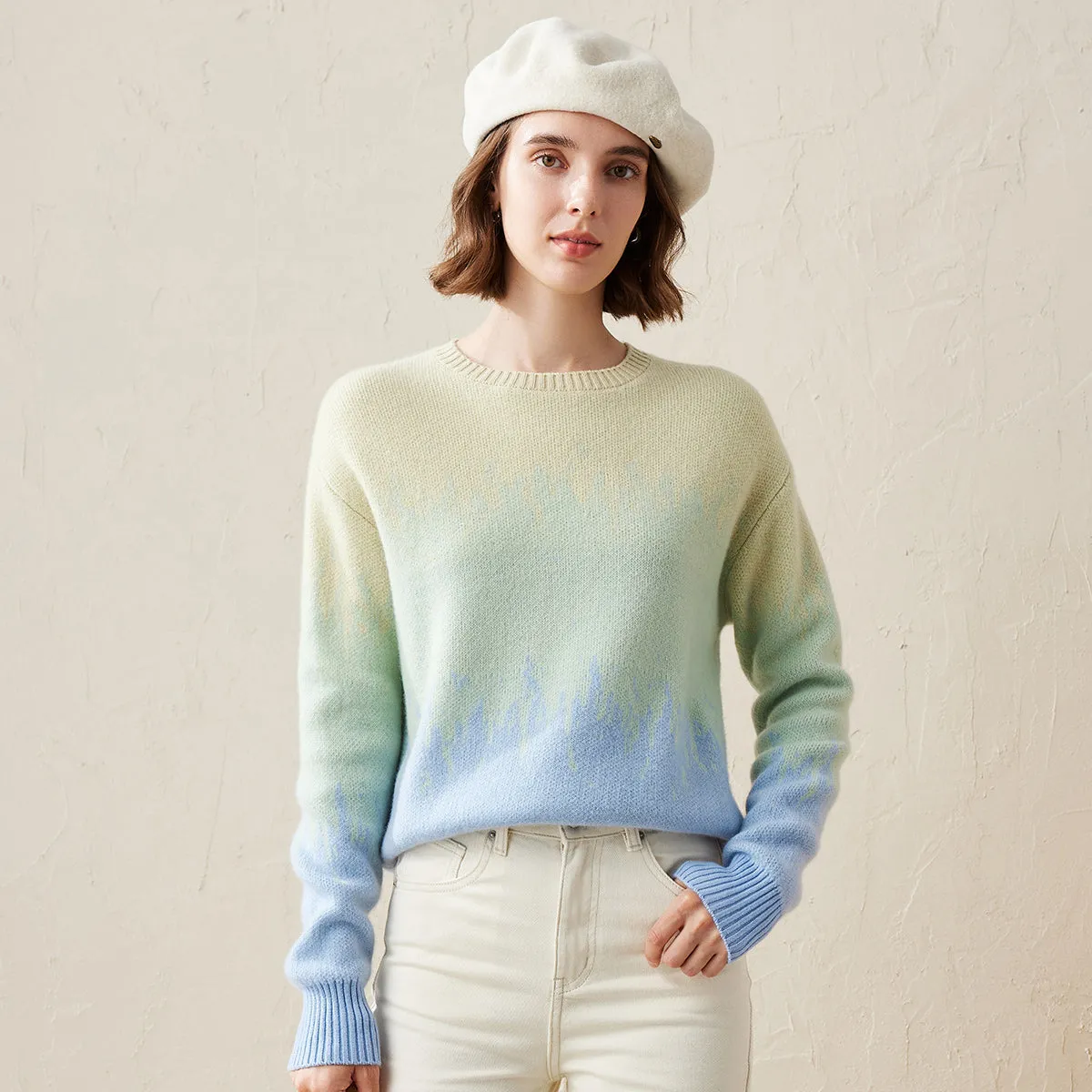 100% Cashmere Women's Ombre Gradient Color Knit Sweater sold by CB Cashmere