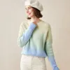 100% Cashmere Women's Ombre Gradient Color Knit Sweater sold by COMOBOCA
