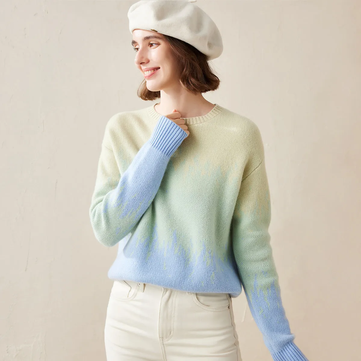 100% Cashmere Women's Ombre Gradient Color Knit Sweater sold by CB Cashmere product image thumbnail 2