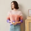 100% Cashmere Women's Ombre Gradient Color Knit Sweater sold by COMOBOCA