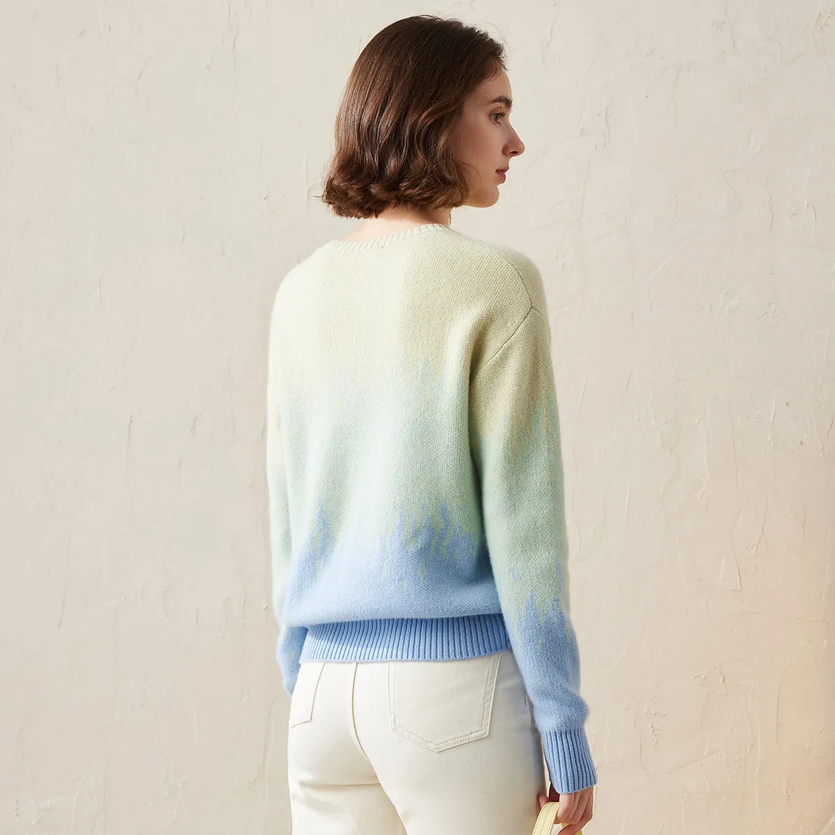100% Cashmere Women's Ombre Gradient Color Knit Sweater sold by CB Cashmere product image thumbnail 3